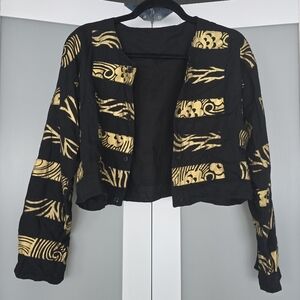 Black and Gold Women's Cropped Blazer
